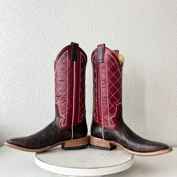 NEW Rod Patrick Mens Cowboy Boots 8 AA Brown Mocha Bison Square Toe Western - Picture 7 of 12